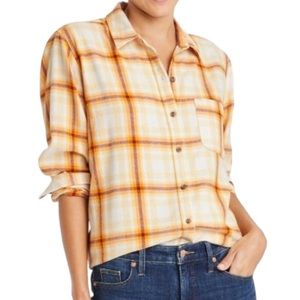 Universal Thread Yellow Plaid Ling Sleeve Button Down Flannel Shirt